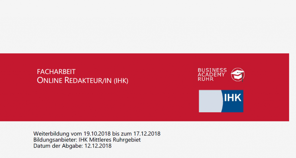 Online-Redakteur-Weiterbildung: Facharbeit von Frank Frick