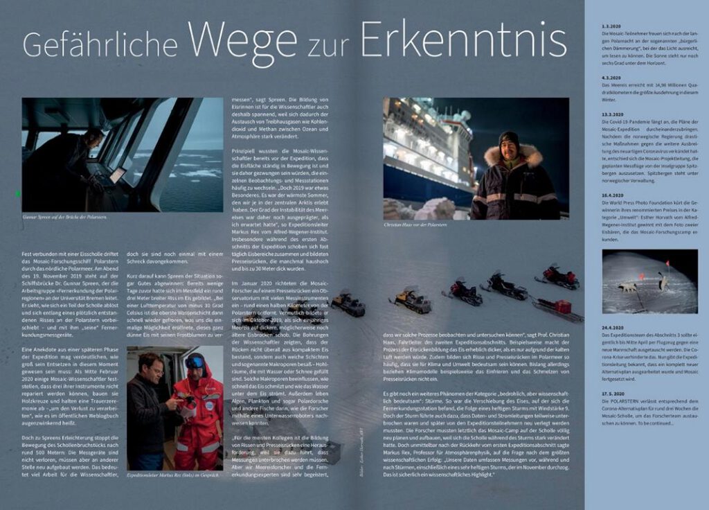 Blick auf Artikel des Wissenschaftsjournalisten Frank Frick im Magazin PolarNews 29